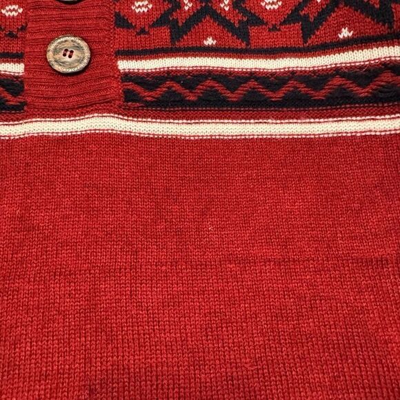 I Jeans By Buffalo Men’s Red Wool Blend Sweater Winter Theme Size Medium - Picture 3 of 11